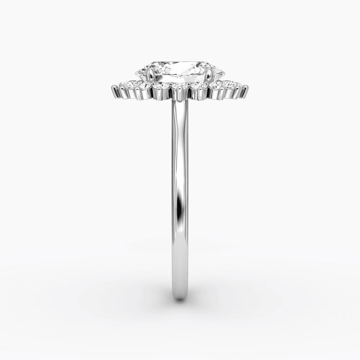 Floral Cathedral Oval Cut Halo Engagement Ring - Intou