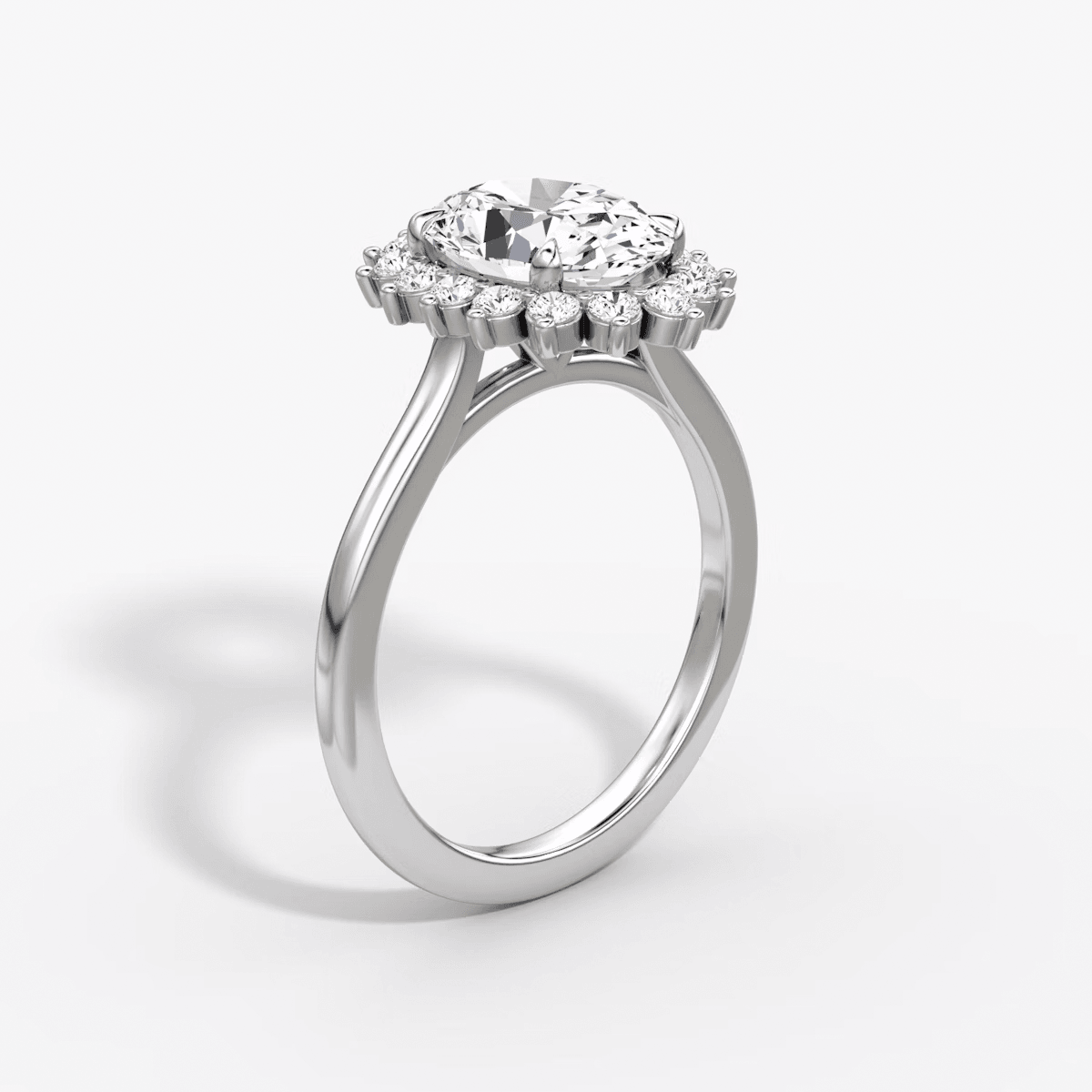 Floral Cathedral Oval Cut Halo Engagement Ring - Intou