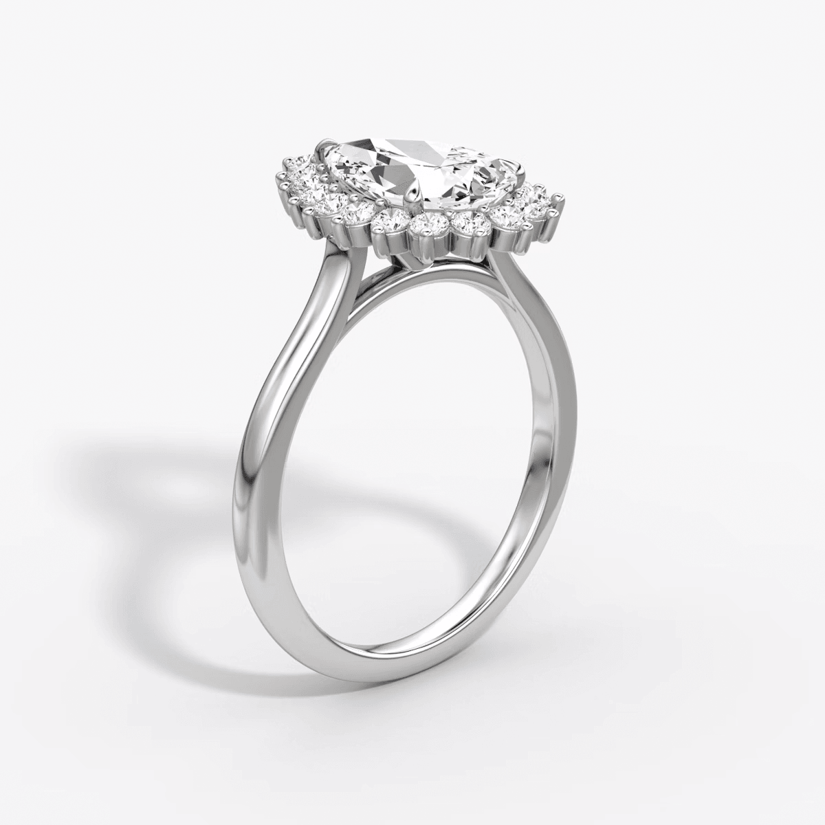 Floral Cathedral Pear Cut Halo Engagement Ring - Intou