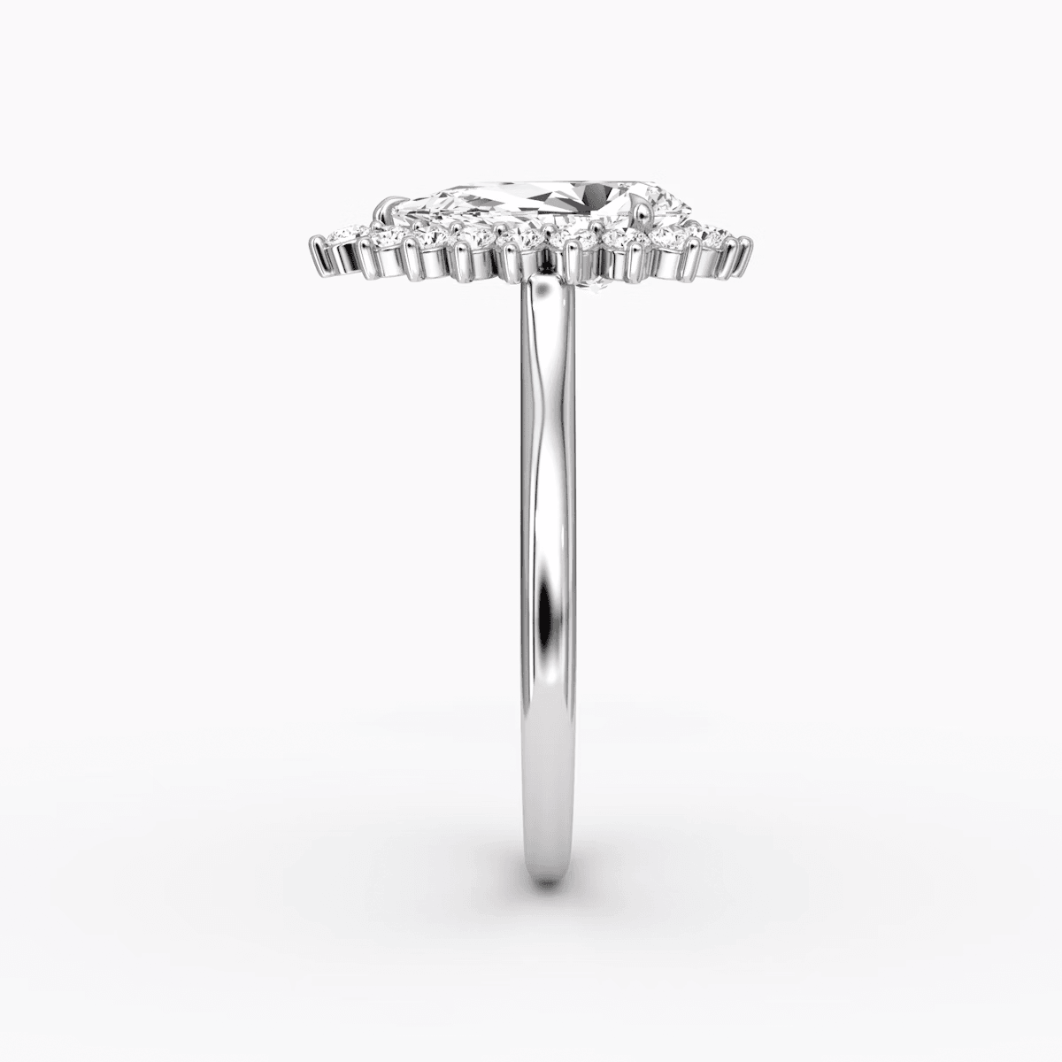 Floral Cathedral Pear Cut Halo Engagement Ring - Intou