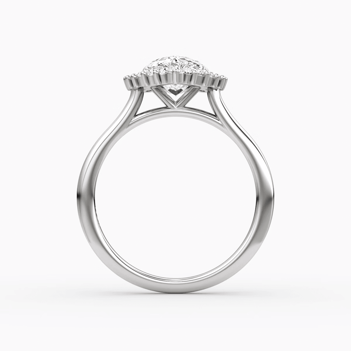 Floral Cathedral Pear Cut Halo Engagement Ring - Intou