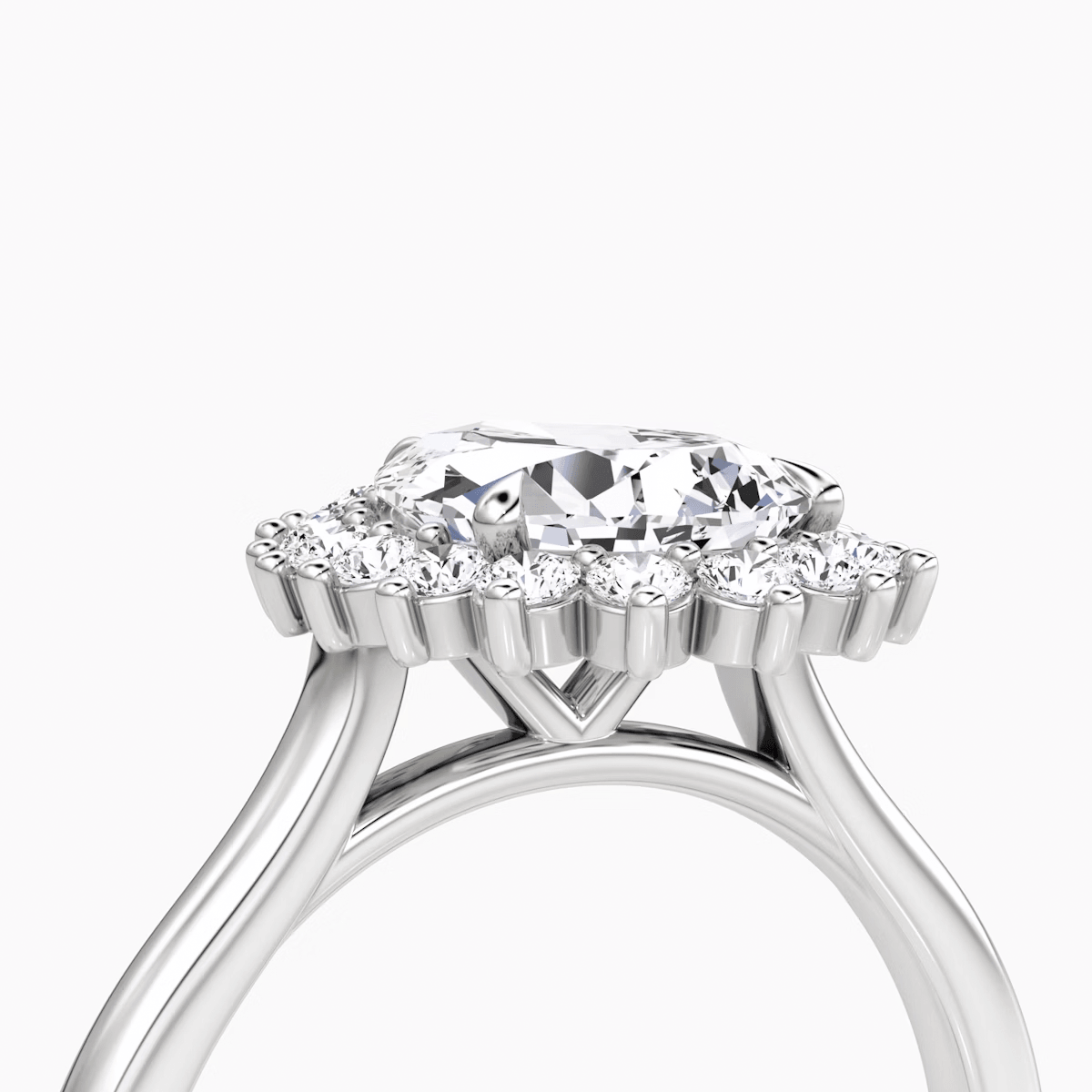 Floral Cathedral Pear Cut Halo Engagement Ring - Intou