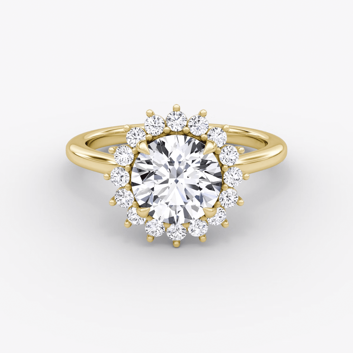 Floral Cathedral Round Cut Halo Engagement Ring - Intou