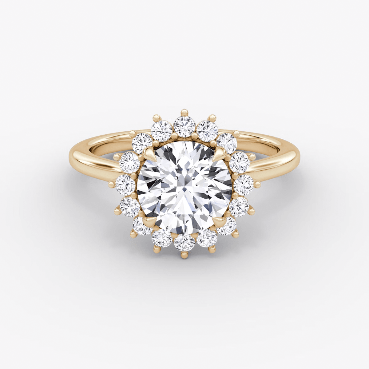 Floral Cathedral Round Cut Halo Engagement Ring - Intou