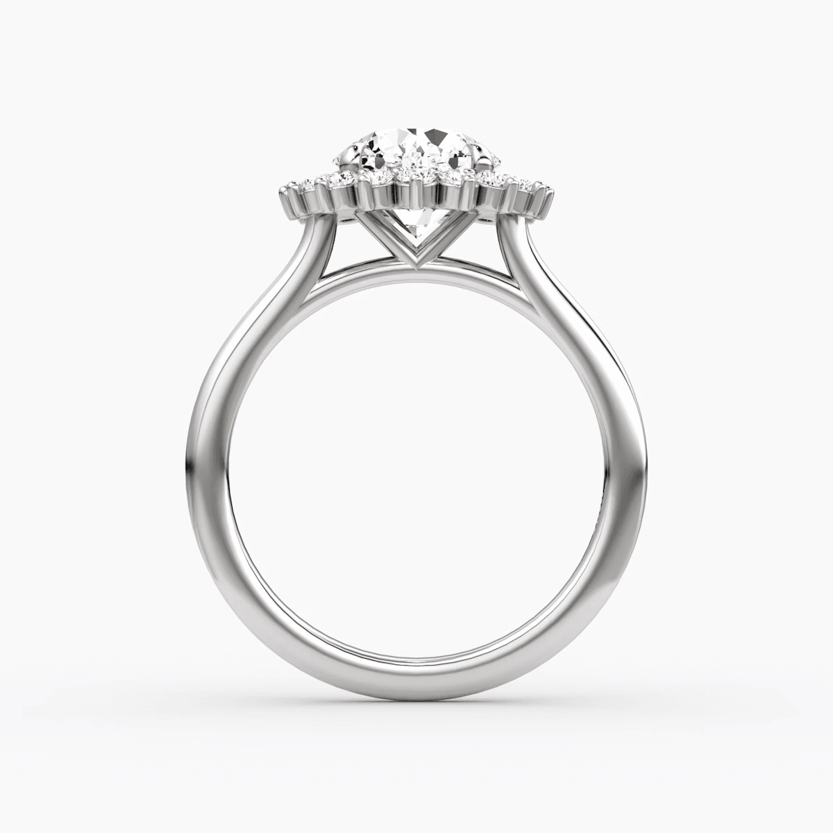 Floral Cathedral Round Cut Halo Engagement Ring - Intou