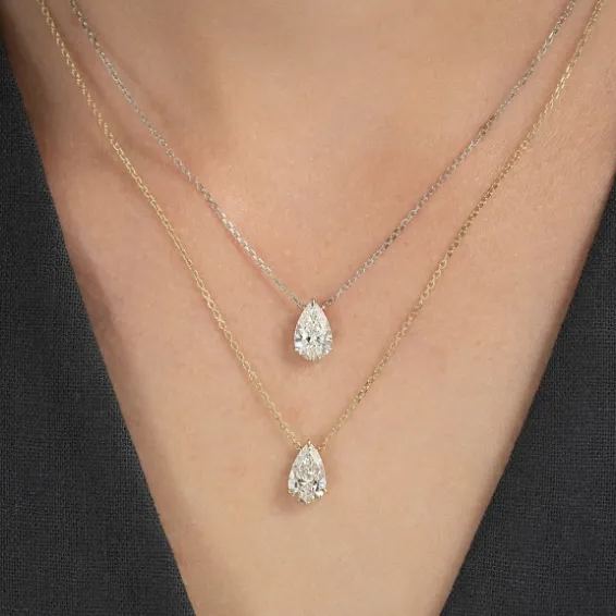 Brilliant Pear Cut With A 0.8-2 Carat Pear Lab Diamond Pendant 