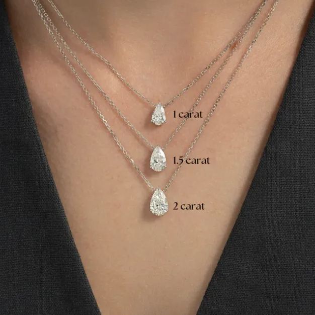 Brilliant Pear Cut With A 0.8-2 Carat Pear Lab Diamond Pendant 