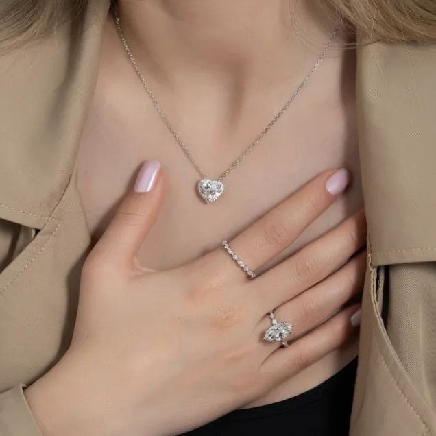The Ariana Set With A 2.5 Carat Heart Lab Diamond