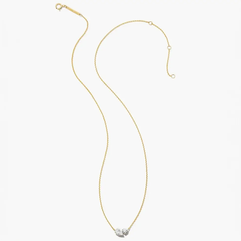 Lab Grown White Diamond Toi et Moi Small Pendant Necklace