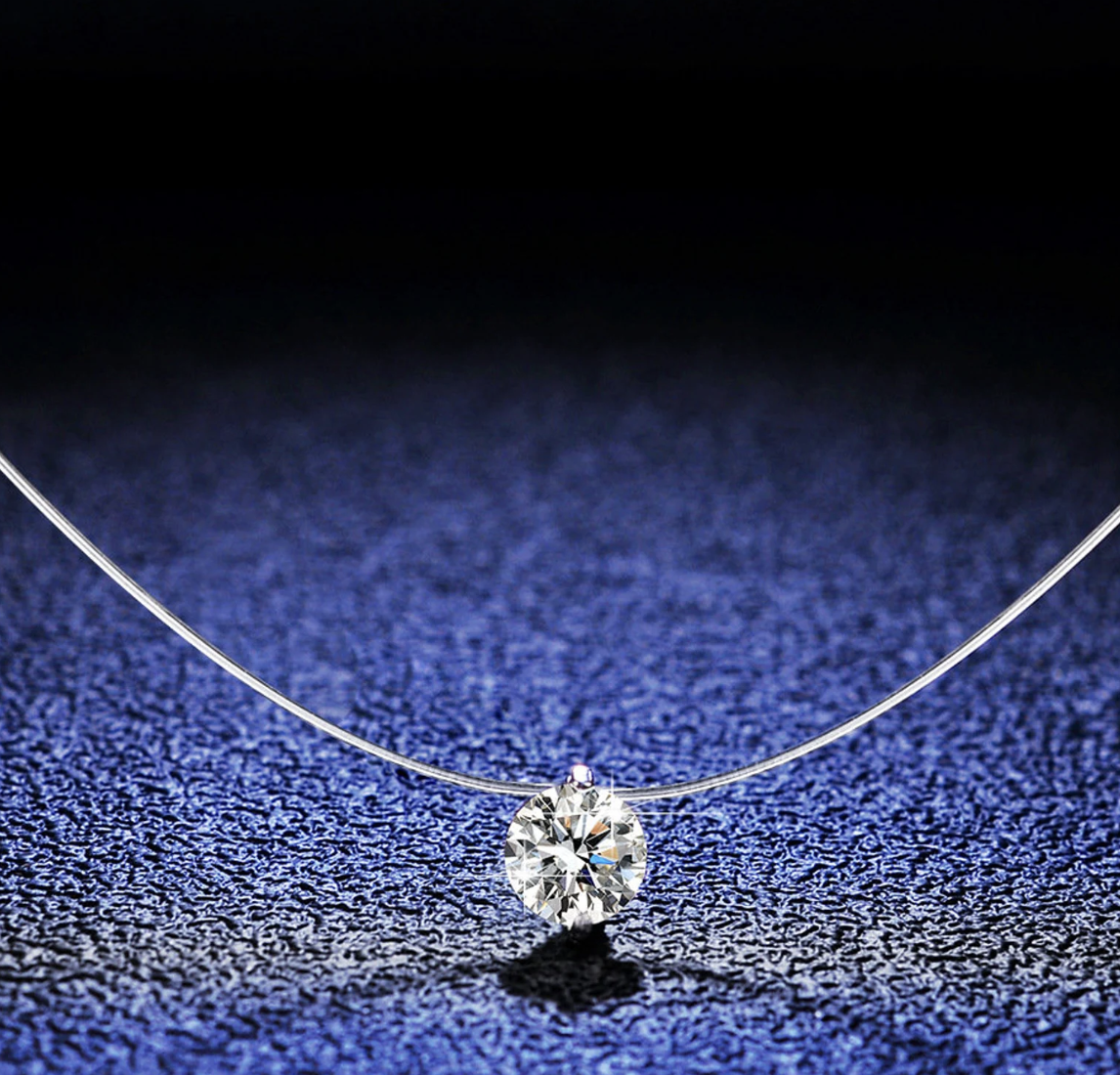 Invisible Chain Round Cut Solitaire Lab Diamond Pendant Necklace