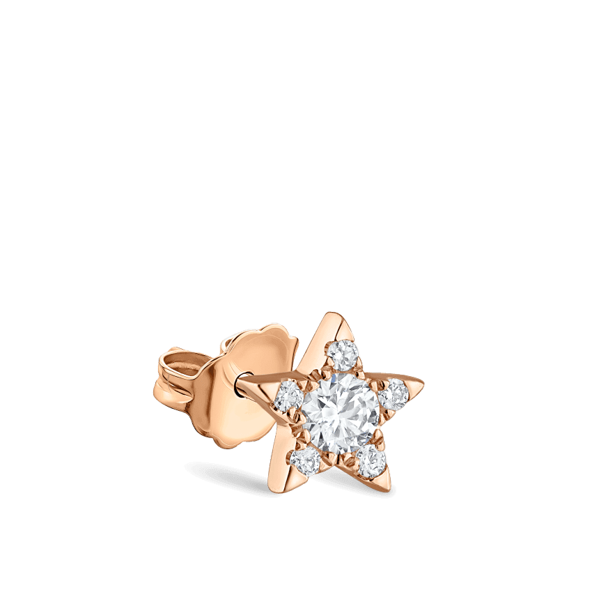 (Single)Invisible Set Star Diamond Stud Earring - Intou