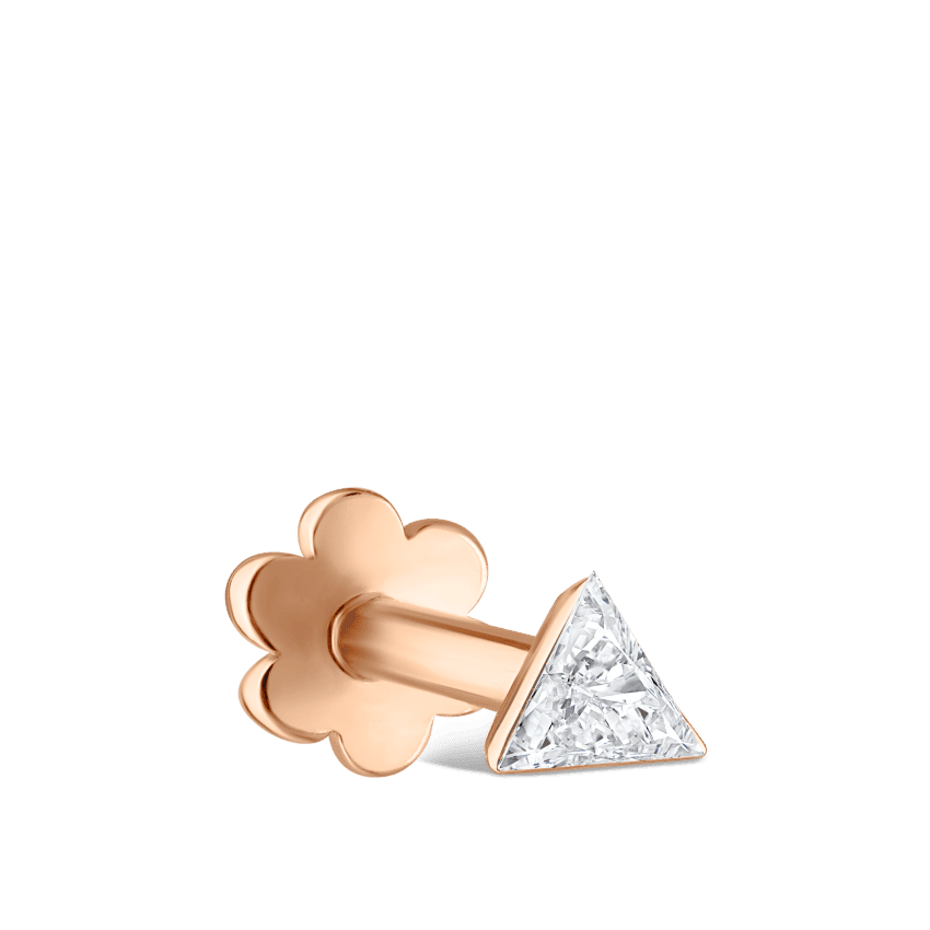 (Single)Invisible Set Trillion Cut Diamond Stud Earring - Intou