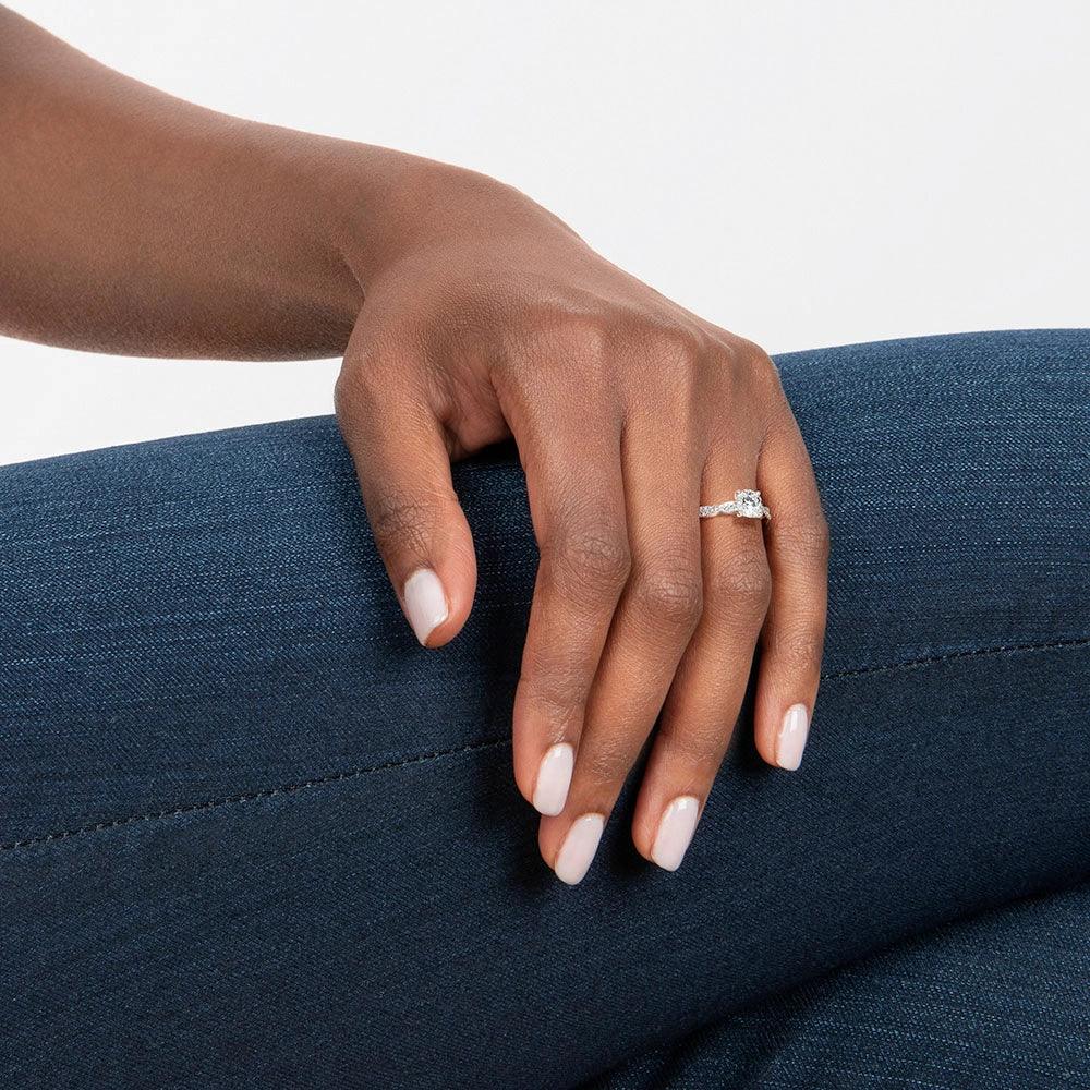 Twisted Vine Oval Cut Engagement Ring - Intou