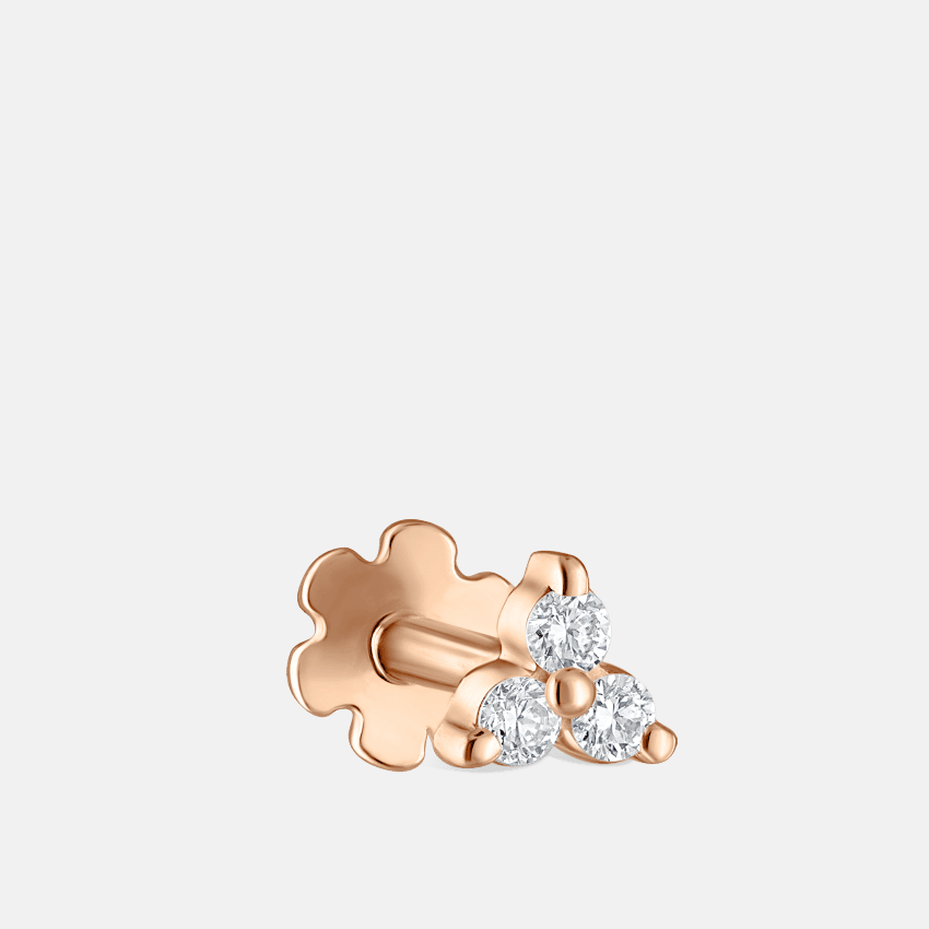Diamond Trinity Flower Stud Earring