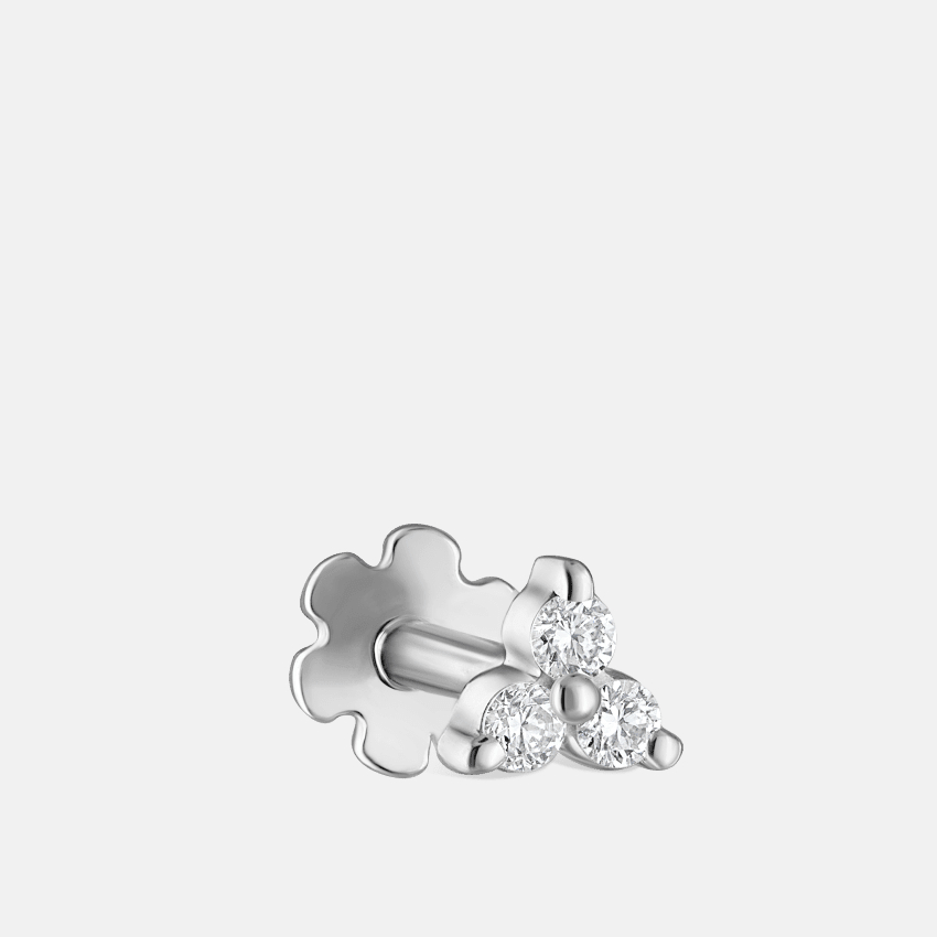 Diamond Trinity Flower Stud Earring