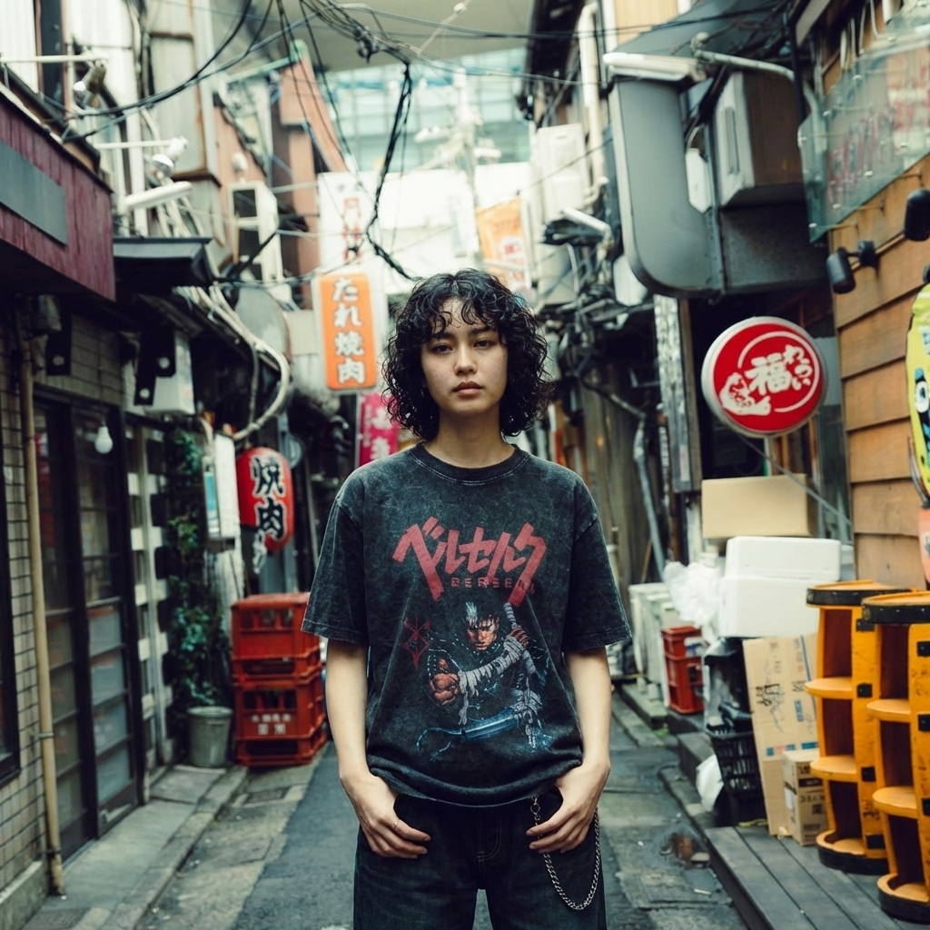 BLACK SWORDSMAN VINTAGE OVERSIZED TEE