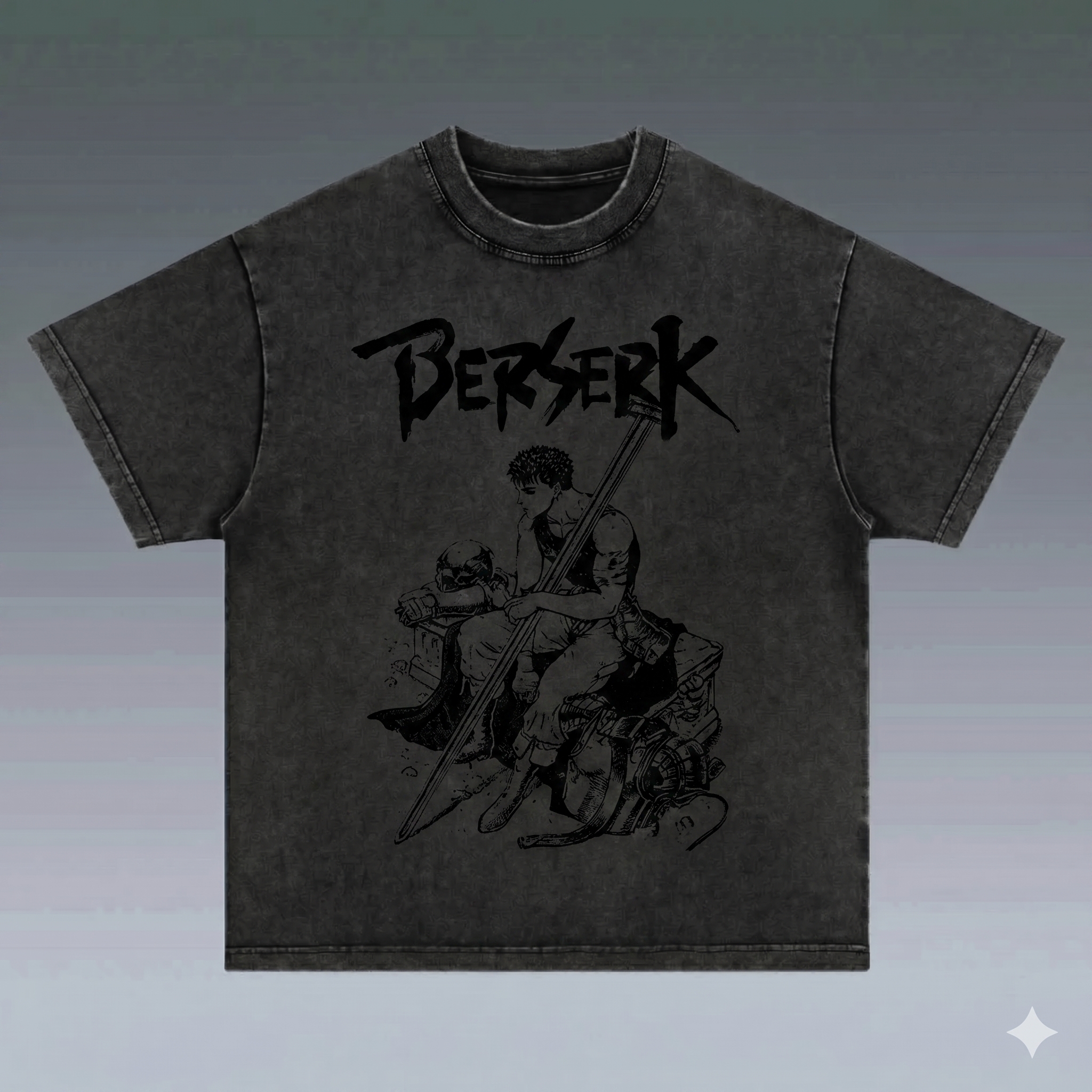 BLACK SWORDSMAN BROWN VINTAGE OVERSIZE TEE