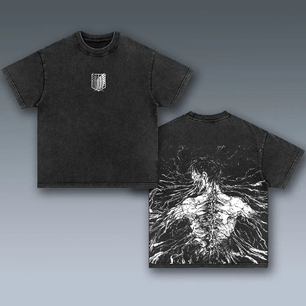 Retro Eren Yeager Attack On Titan Oversize Washed Tee