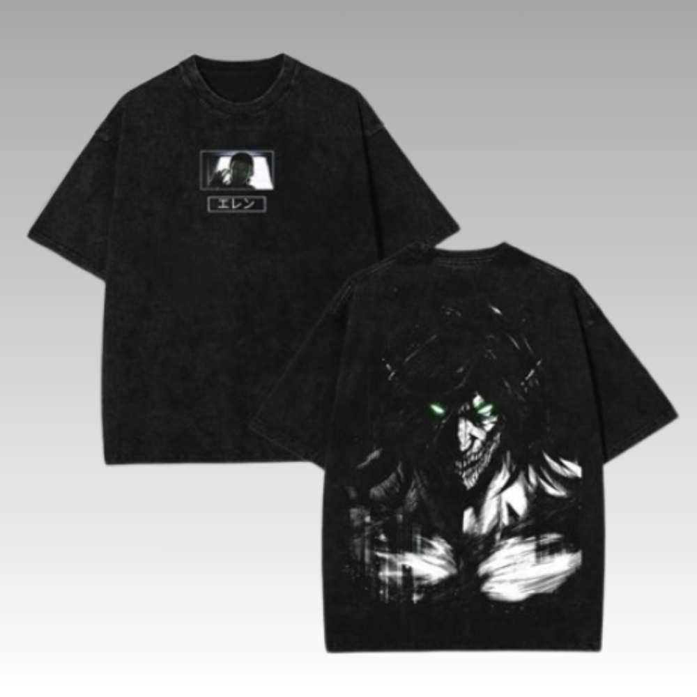 Eren Yeager Anime Oversize Washed Tee
