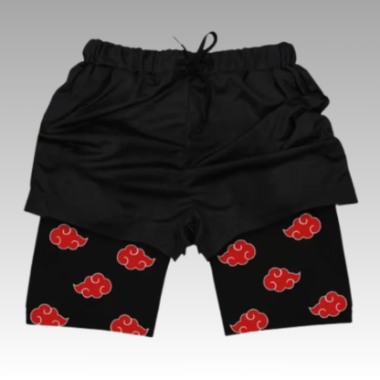 Anime Somersault Cloud Print Black Full Print Sports Shorts