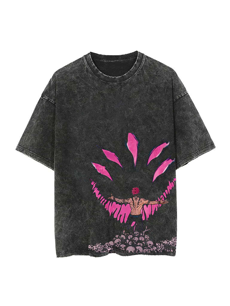 Retro Jujutsu Kaisen Manga Print Washed Shirt