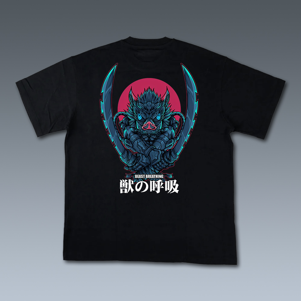 Anime 【Ghost Kill Blade】 Beast Breath Move Pattern Printed T-shirt