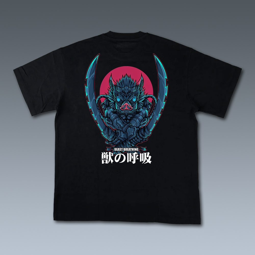 Anime 【Ghost Kill Blade】 Beast Breath Move Pattern Printed T-shirt