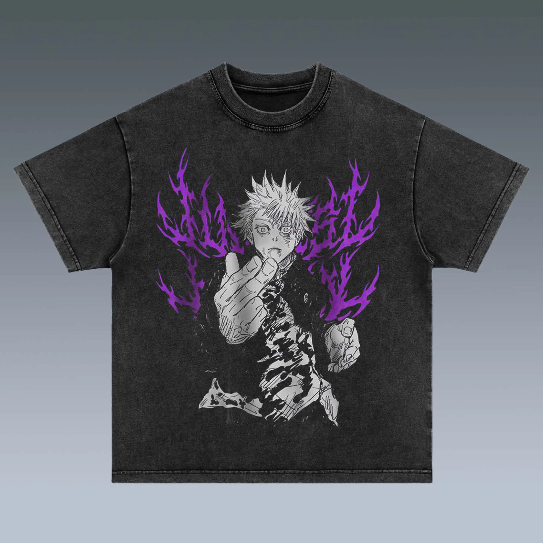 Anime [Jujutsu Kaisen] Character Satoru Gojo Pattern Printed Washed Tee