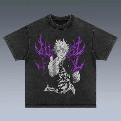 Anime [Jujutsu Kaisen] Character Satoru Gojo Pattern Printed Washed Tee