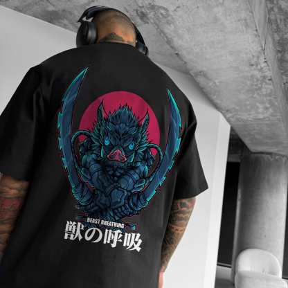 Anime 【Ghost Kill Blade】 Beast Breath Move Pattern Printed T-shirt