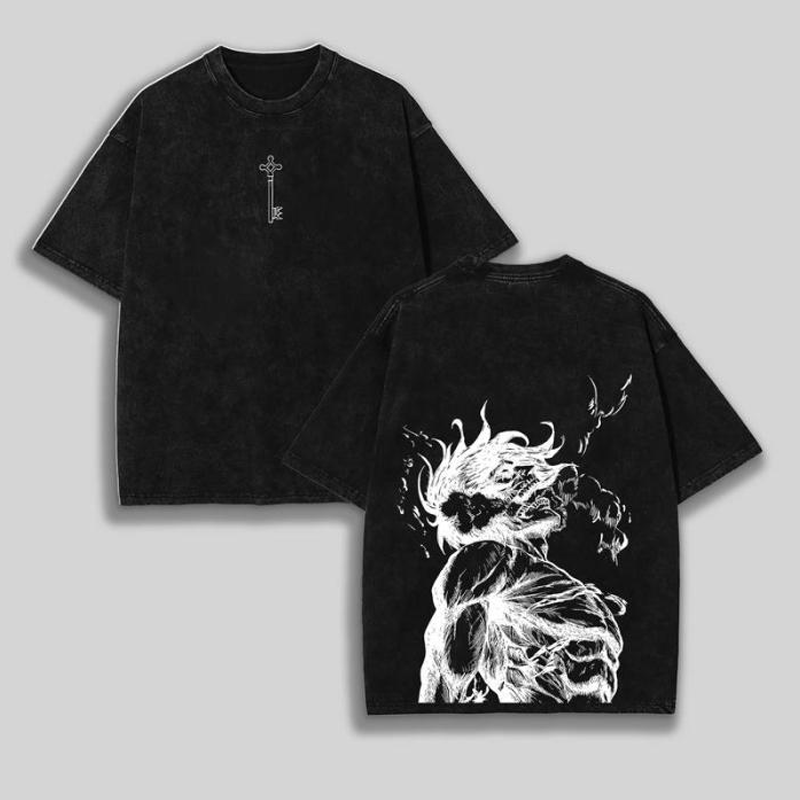 Retro Eren Yeager Attack On Titan Anime Oversize Washed Tee