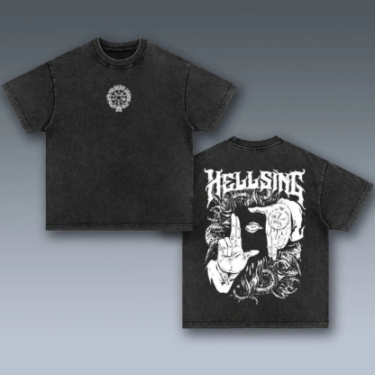 Alucard Hellsing Hand Signs Oversize Washed Tee