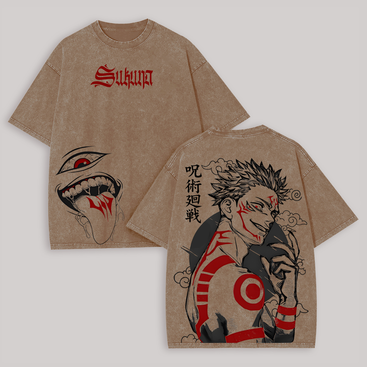Jujutsu Kaisen Ryomen Sukuna Printed Unisex Washed T-Shirt