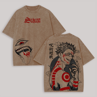 Jujutsu Kaisen Ryomen Sukuna Printed Unisex Washed T-Shirt