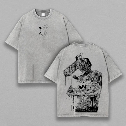 Chainsaw Man Pochita Printed Unisex Washed T-Shirt
