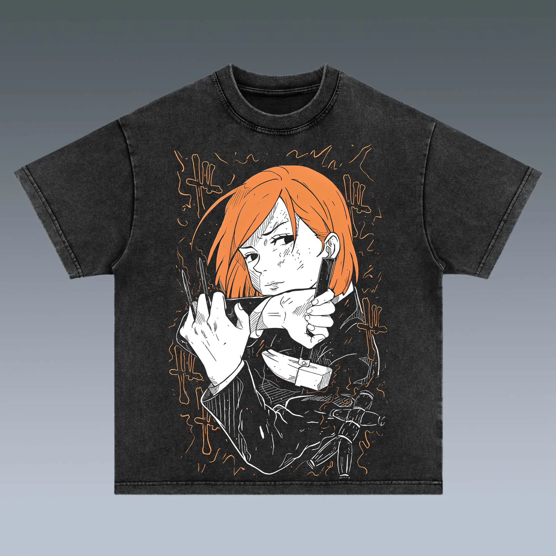 Stylish Jujutsu Kaisen Anime Fan Washed T-Shirt