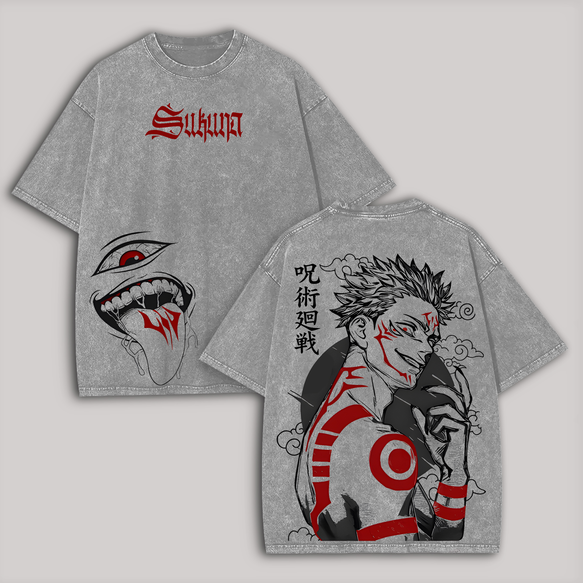 Jujutsu Kaisen Ryomen Sukuna Printed Unisex Washed T-Shirt