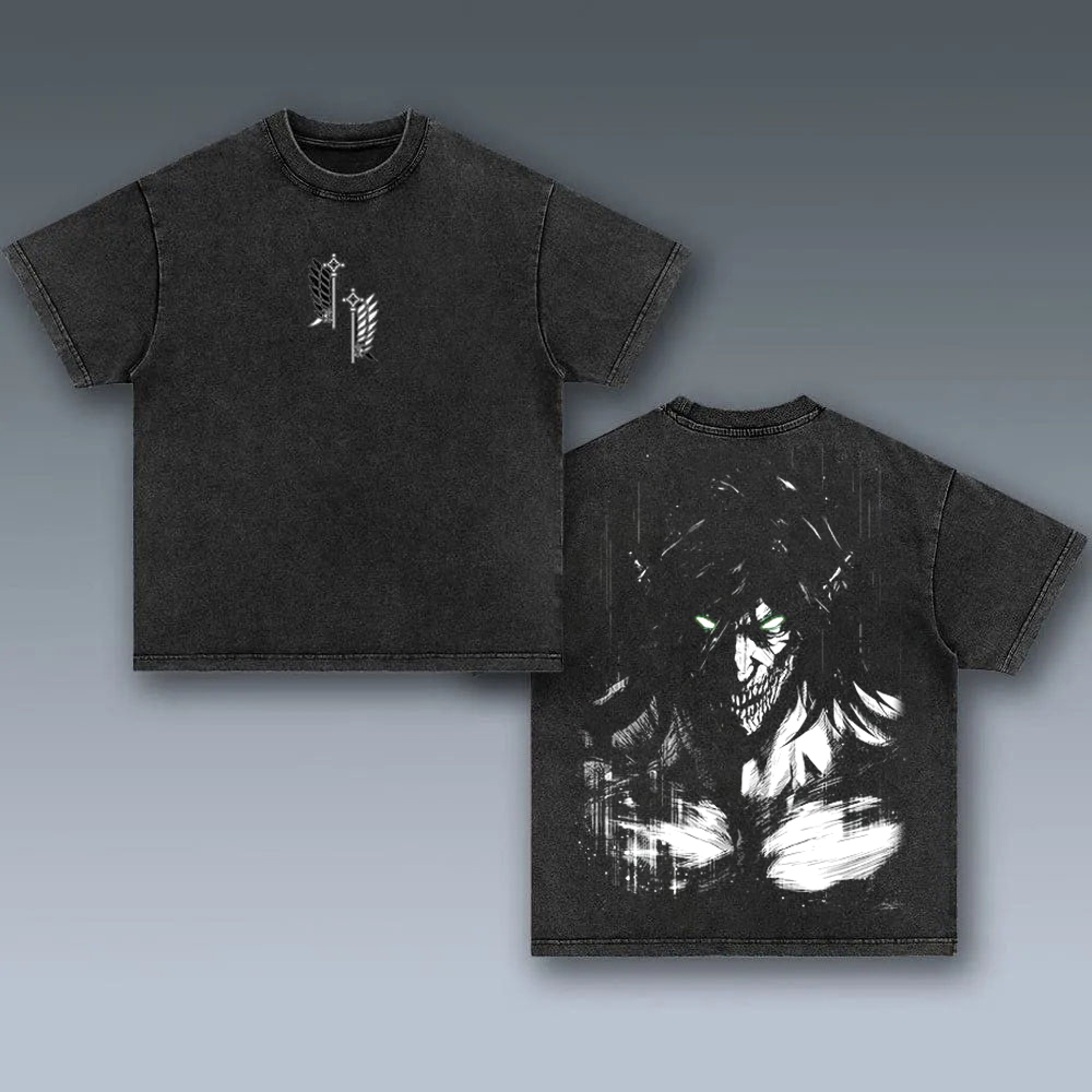 Eren Yeager Anime Oversize Washed Tee