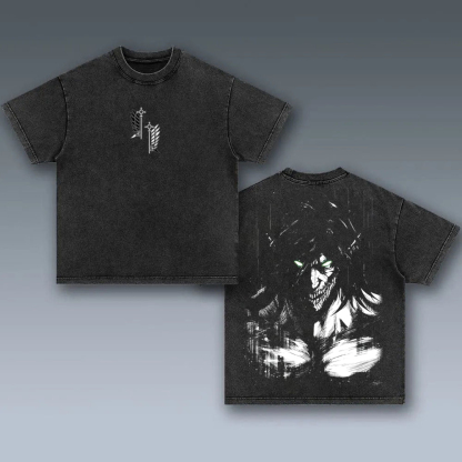 Eren Yeager Anime Oversize Washed Tee