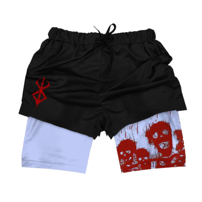 Dark Style Ghost Print Black Full Print Sports Shorts