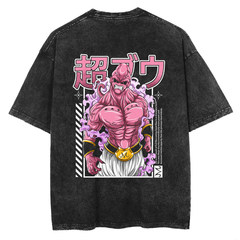 Dragon Ball Magic Man Buu Printed Men's Washed T-Shirt