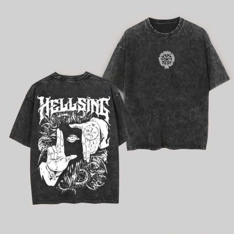 Alucard Hellsing Hand Signs Oversize Washed T-Shirt