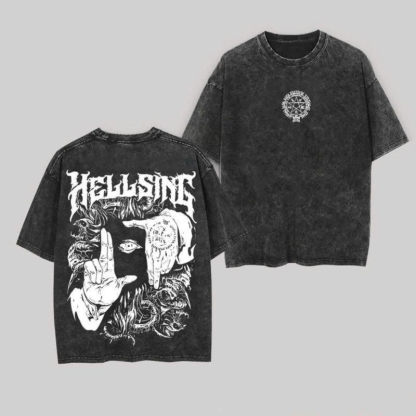 Alucard Hellsing Hand Signs Oversize Washed T-Shirt