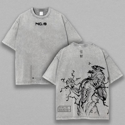 Kaiju No. 8 Tee | Oversized Washed Anime Shirt