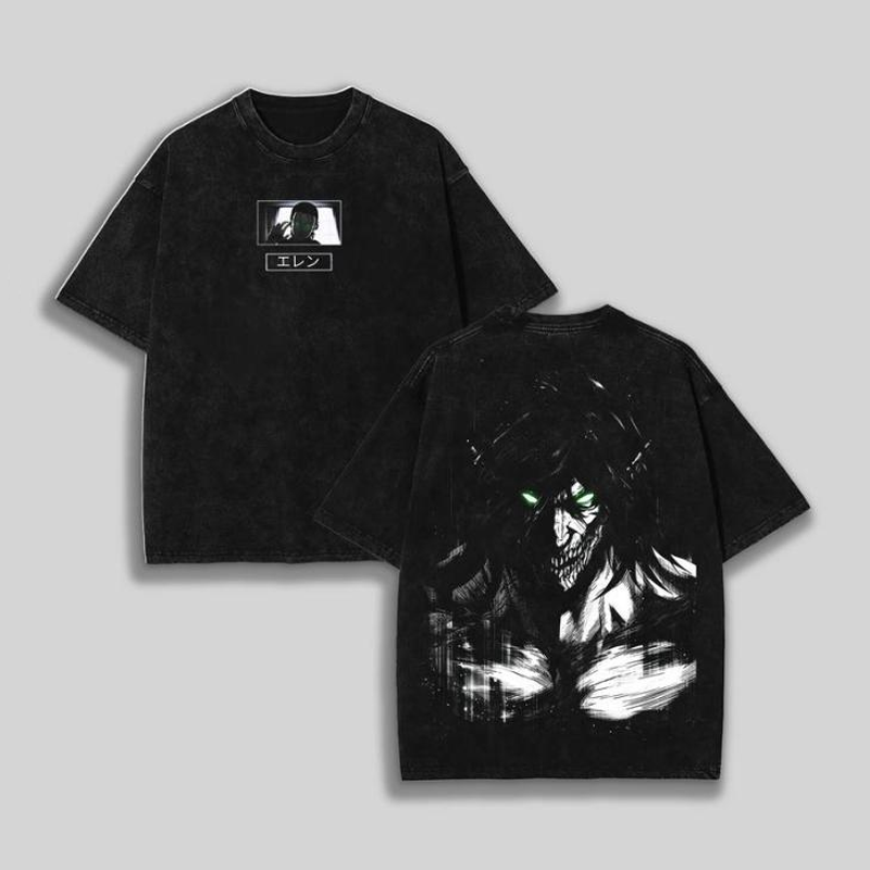 Eren Yeager Anime Oversize Washed T-Shirt