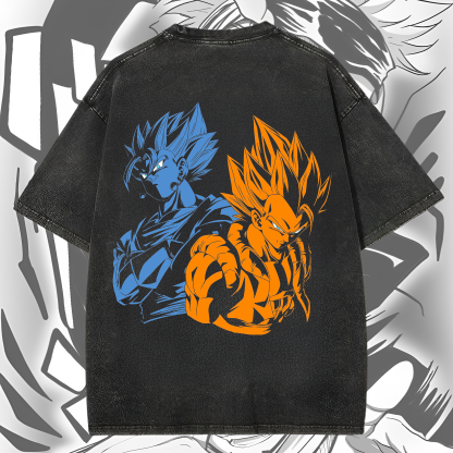 Anime 【Dragon Ball】 Character Series "Sun Goku" Graphic Print Washed T-shirt