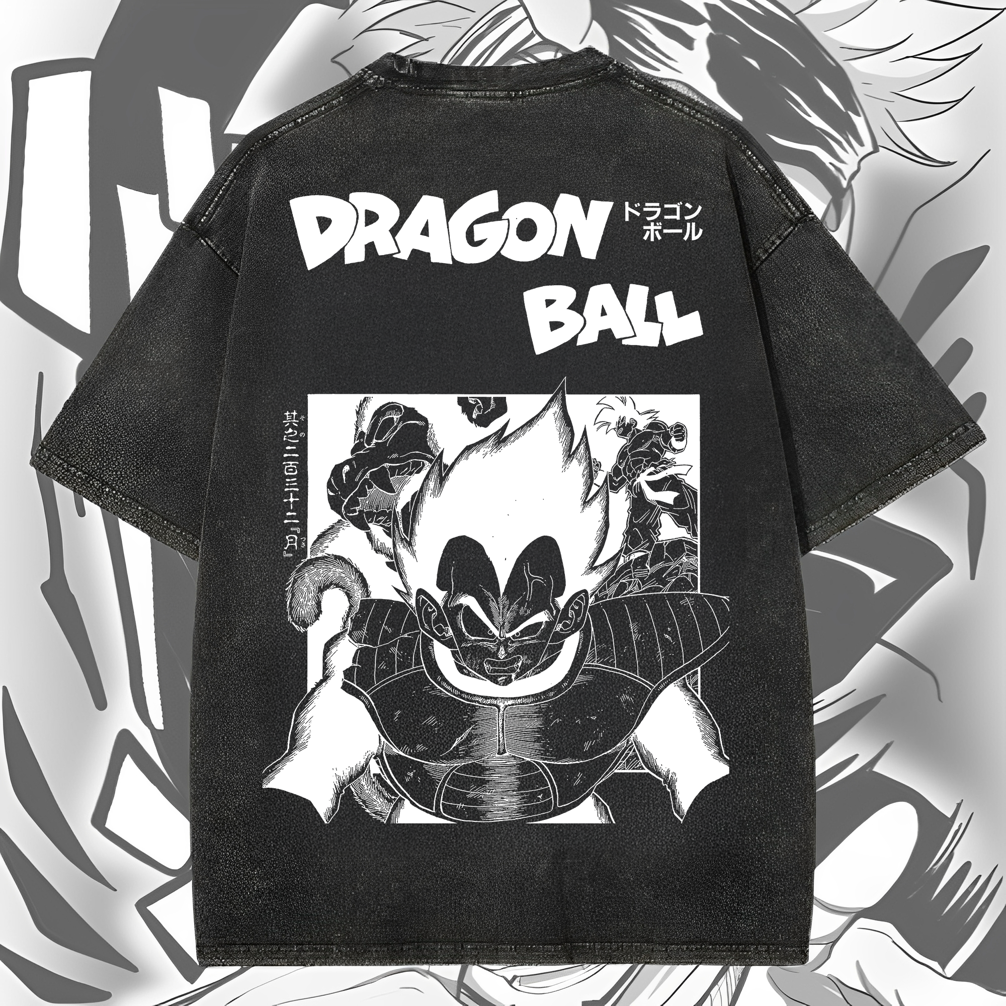 Anime 【Dragon Ball】 Character Series "Sun Goku" Graphic Print Washed T-shirt
