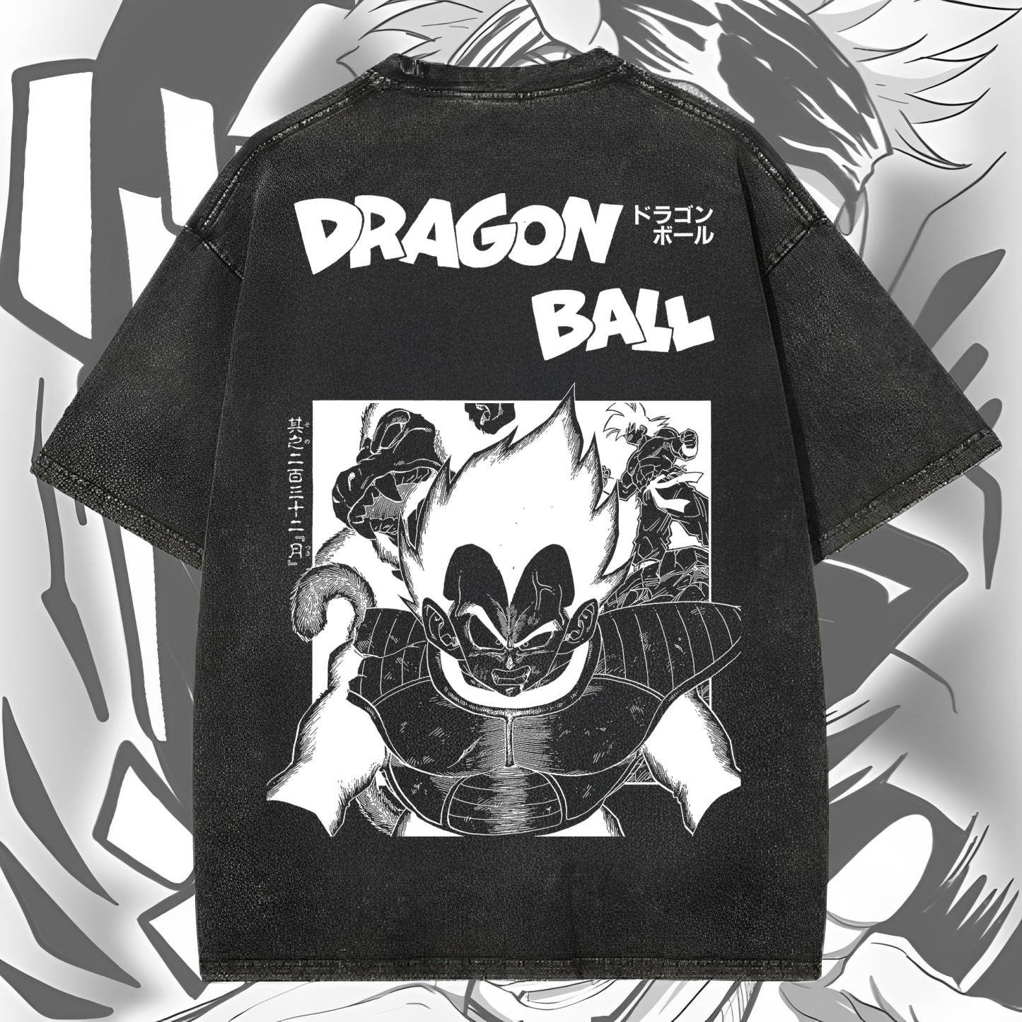 Anime 【Dragon Ball】 Character Series "Sun Goku" Graphic Print Washed T-shirt