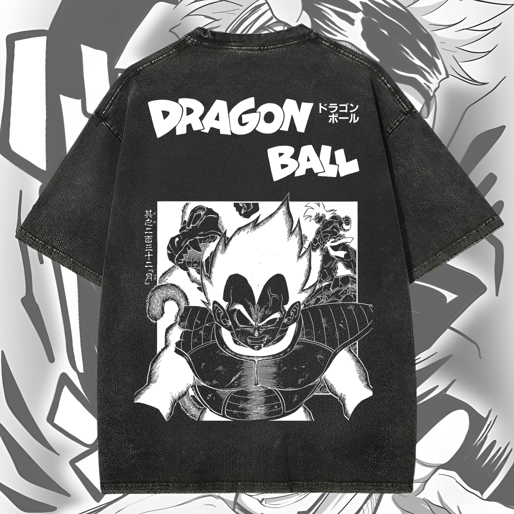 Anime 【Dragon Ball】 Character Series "Sun Goku" Graphic Print Washed T-shirt