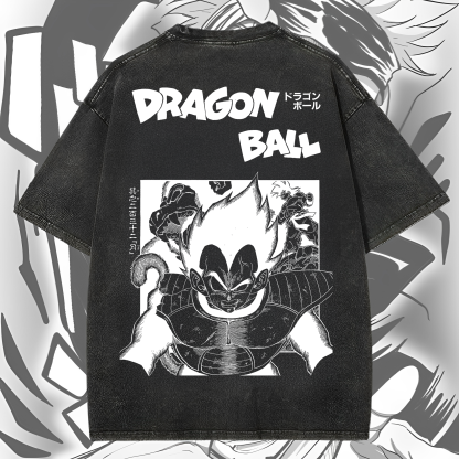 Anime 【Dragon Ball】 Character Series "Sun Goku" Graphic Print Washed T-shirt